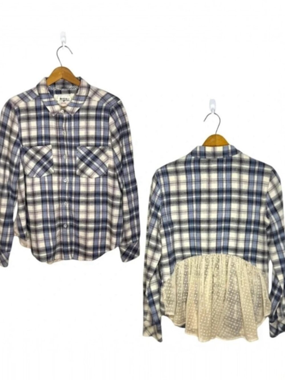 Anthropologie HOLDING HORSES Flannel and Lace Button Up - Size S